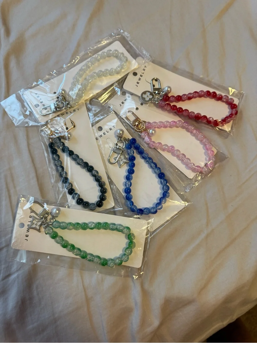 Beaded Wristlet Keychain - Multiple Colors bundle of 6 nwt
